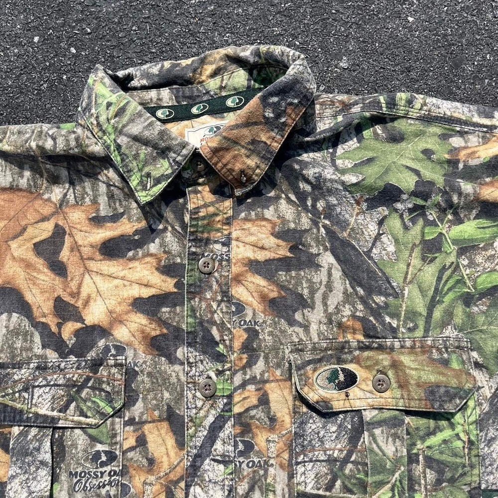 Vintage Mossy Oak AOP good Camo button Up shirt size XL